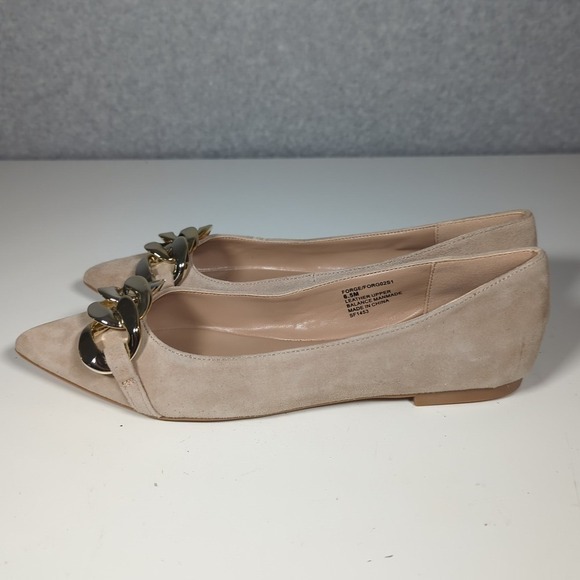 Steve Madden Forge Suede Pointy Flats Tan  Women's Size 6.5M Chunky Chain Detail - Picture 6 of 11